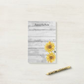Post-it® Notes des tournesols rustiques en bois blanc (Sur un bureau)