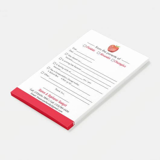 Post-it® Notes d'excuses de l'élève pour le Bloc-notes post (Incliné)