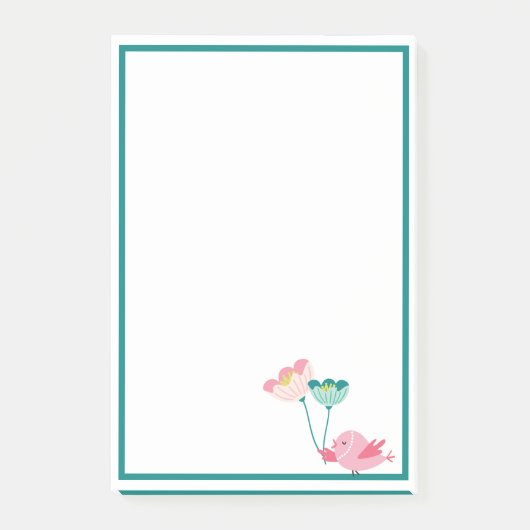 Post-it® Notes d'oiseaux et de fleurs (Devant)