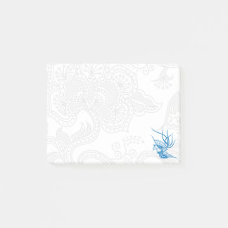 Post-it® Notes d'oiseaux et de fleurs bleus