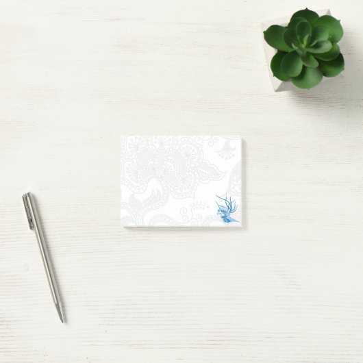 Post-it® Notes d'oiseaux et de fleurs bleus (Bureau)