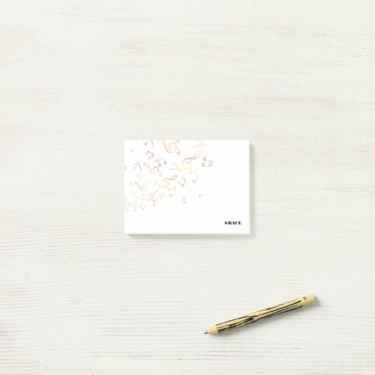 Post-it® Notes d'or de musique (Sur un bureau)