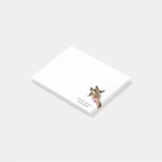 Post-it® Notes Drôles Girafe Ludique - Texte Perso (Incliné)