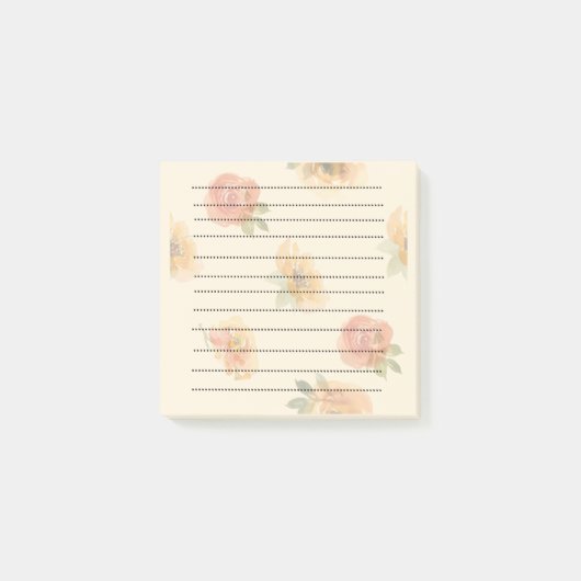 Post-it® Notes du billet Floral rouge orange lin (Devant)