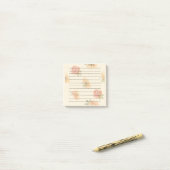 Post-it® Notes du billet Floral rouge orange lin (Sur un bureau)
