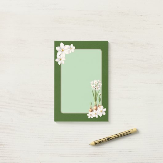 Post-it® Notes du billet vert du printemps botanique (Sur un bureau)