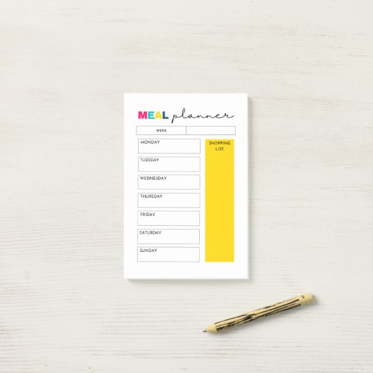 Post-it® Notes du journal du planificateur de repas (Sur un bureau)