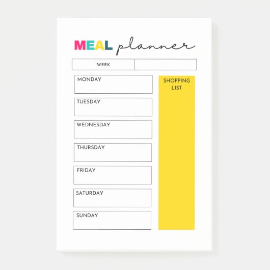 Post-it® Notes du journal du planificateur de repas (Devant)