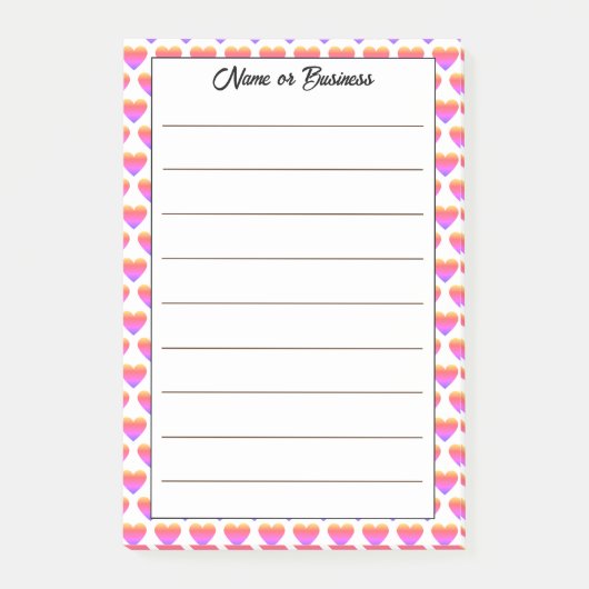 Post-it® Notes du Motif cardiaque de nom personnalisé (Devant)