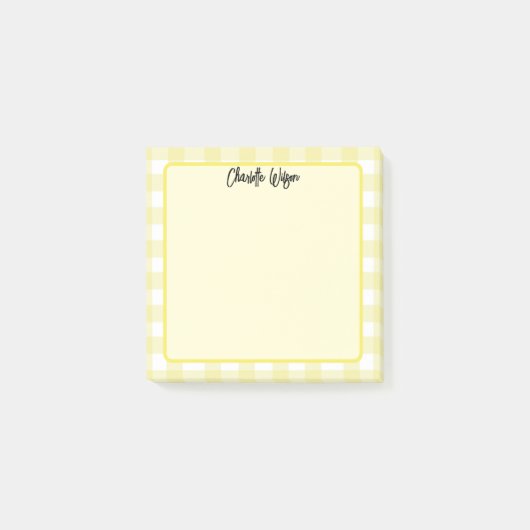 Post-it® Notes du Motif En vichy migre Pastel Jaune (Devant)