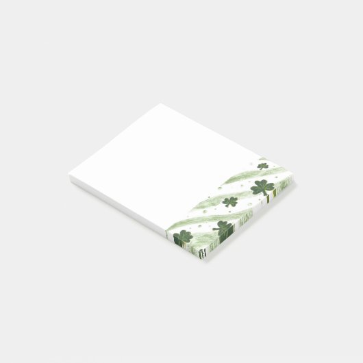 Post-it® Notes du motif shamrock vert et blanc (Incliné)