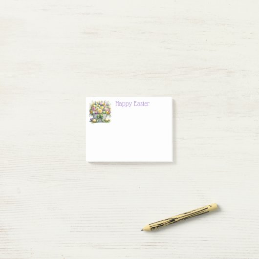 Post-it® Notes du panier de fleurs de Pâques (Sur un bureau)