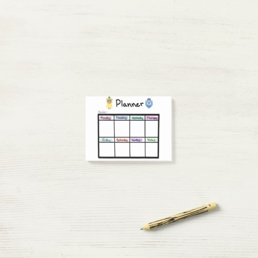 Post-it® Notes du planificateur hebdomadaire (Sur un bureau)