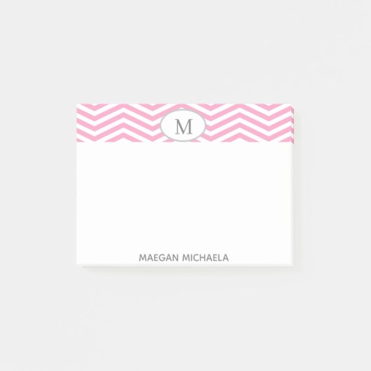 Post-it® Notes du post-it Chevron rose et blanc PERSONNALIS (Devant)