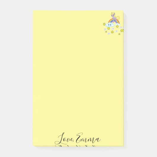 Post-it Notes Eenhorn Regenboog Gelukkige Wolken (Voorkant)