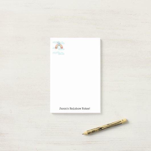 Post-it® Notes Eléphant Bleu Nuages (Sur un bureau)