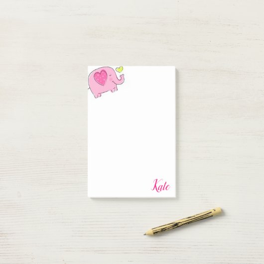 Post-it Notes Eléphant Rose (Sur un bureau)