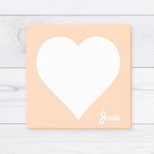Post-it® Notes en forme de coeur orange avec nom