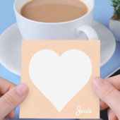 Post-it® Notes en forme de coeur orange avec nom