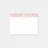 Post-it® Notes en marbre or Rose Élégant Monogram (Devant)