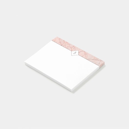 Post-it® Notes en marbre or Rose Élégant Monogram (Incliné)