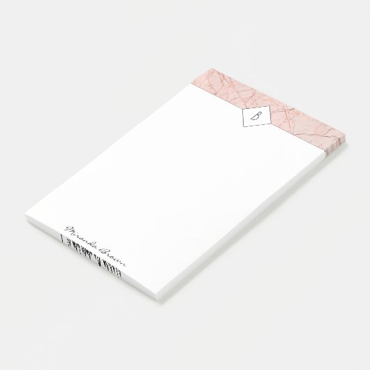 Post-it® Notes en marbre or Rose Monogramme (Incliné)
