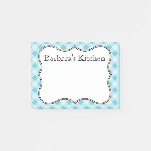 Post-it® Notes En vichy personnalisées en bleu (Devant)