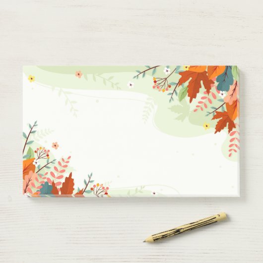 Post-it® Notes Feuilles des couleurs d'automne (Sur un bureau)