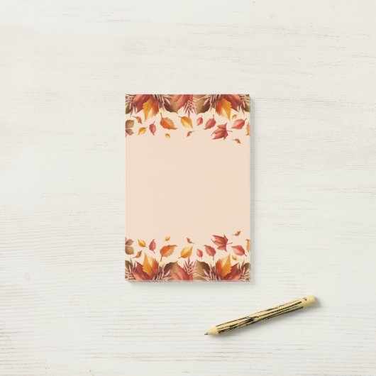 Post-it® Notes Feuilles des couleurs d'automne (Sur un bureau)