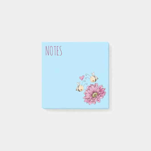 Post-It Notes Fleur Abeilles Mignonnes (Devant)