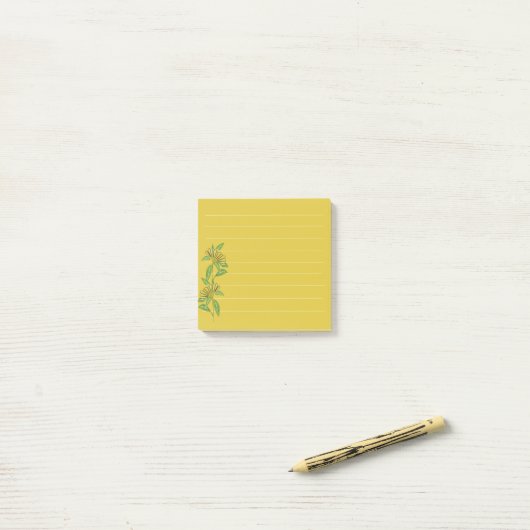 Post-it Notes Fleur Jaune (Sur un bureau)