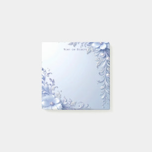 Post-it Notes Fleurs Ornementales Bleues avec Perl