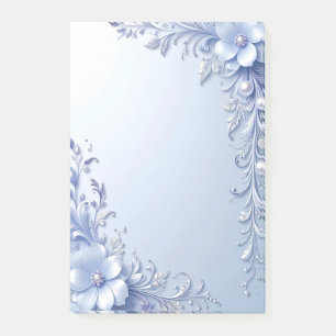 Post-it Notes Fleurs Ornementales Bleues avec Perl