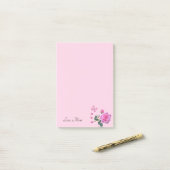 Post-it Notes Fleurs Rose Papillon Cœurs (Sur un bureau)