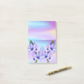 Post-it Notes Fleurs Violettes Floral (Sur un bureau)