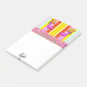 Post-it Notes Floral Flamant Rose Rayure (Incliné)