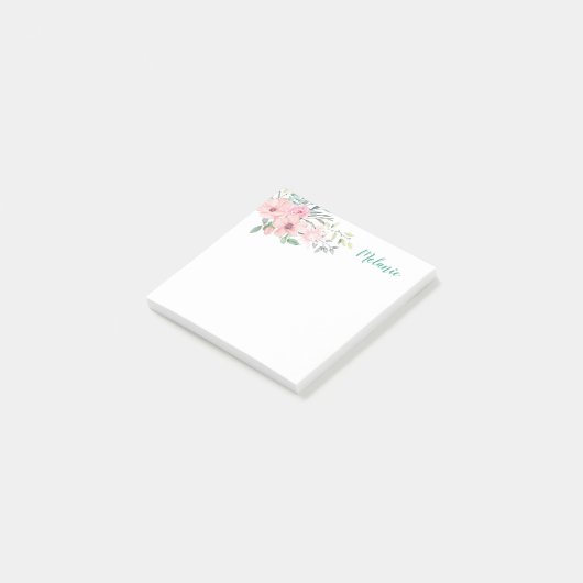 Post-it® Notes florales et botaniques roses simples (Incliné)