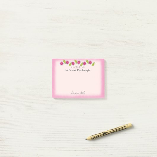 Post-it® Notes florales roses faites sur commande de (Sur un bureau)