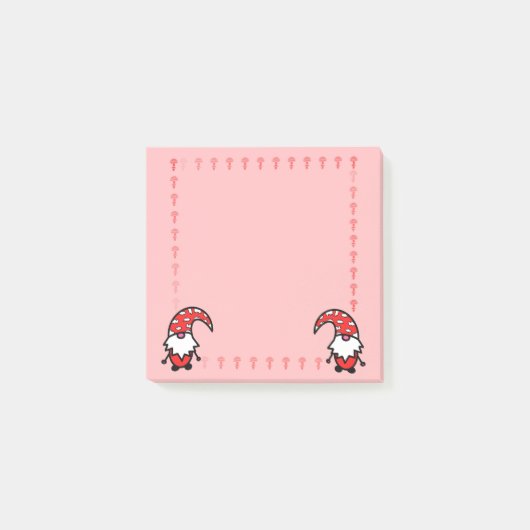 Post-it Notes Gnome Rouge avec Champignons (Devant)