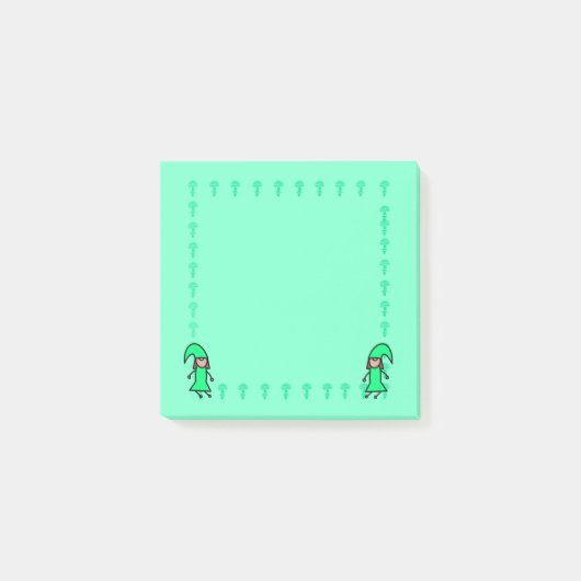 Post-it Notes Gnome Vert avec Champignons (Devant)