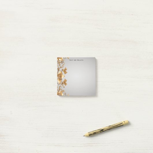 Post-it® Notes Gold Floral Post (Sur un bureau)