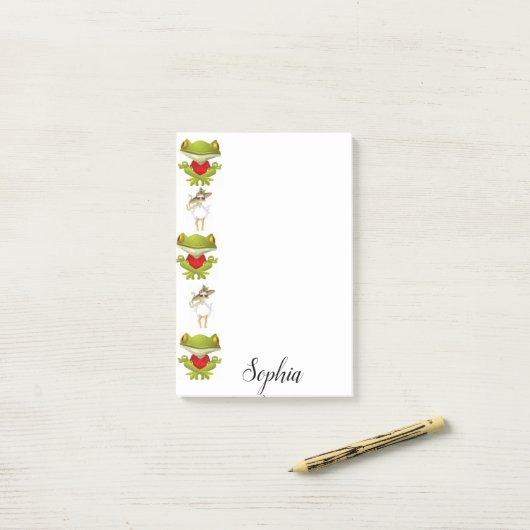 Post-it Notes Grenouilles Poulet Fraise (Sur un bureau)