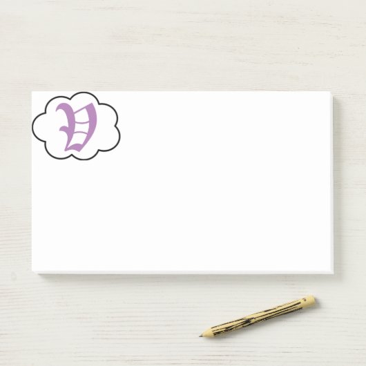 Post-it® Notes initiales V Monogramme post-it (Sur un bureau)
