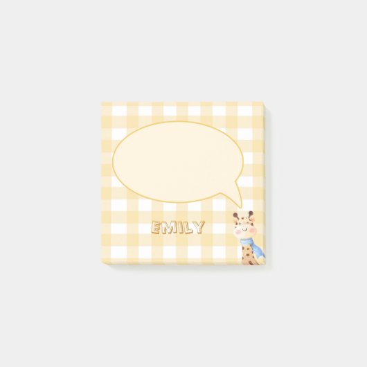 Post-It Notes jolis à motif gingham orange pastel (Devant)