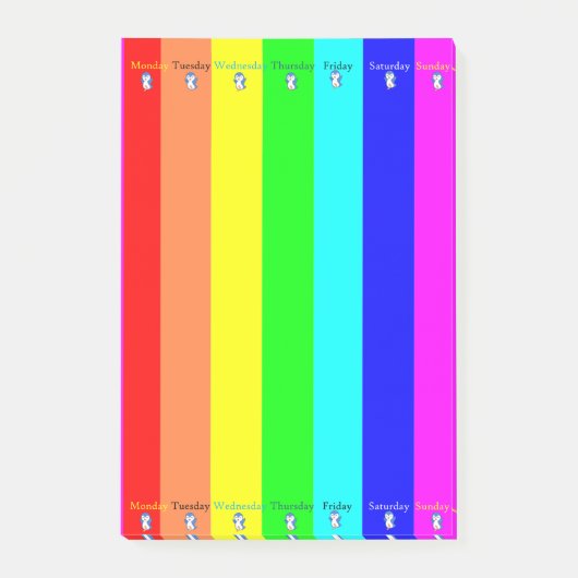 Post-it Notes Jours de la semaine Rayure Manchot (Devant)