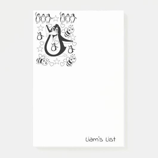 Post-it Notes Kleuren Pinguïns Bij (Voorkant)