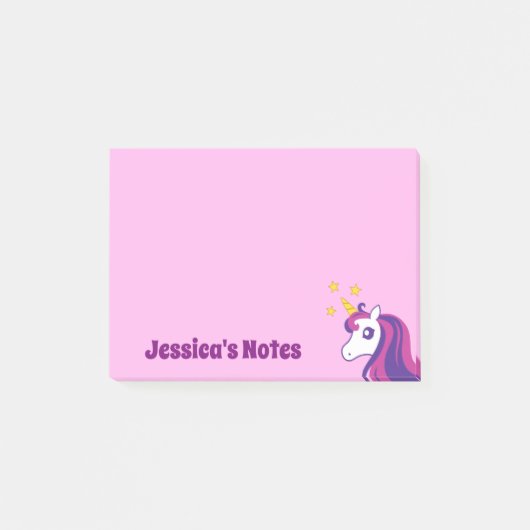 Post-it® notes licorne rose personnalisées (Devant)