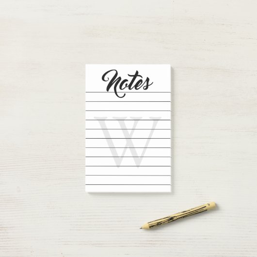 Post-it® Notes linéaires monogrammes (Sur un bureau)