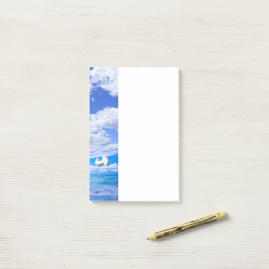 Post-it Notes Maison de plage Blanc Dove Océan (Sur un bureau)