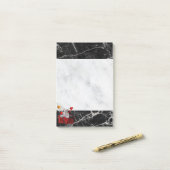 Post-it Notes Marbre Blanc & Noir Ours en Peluche (Sur un bureau)